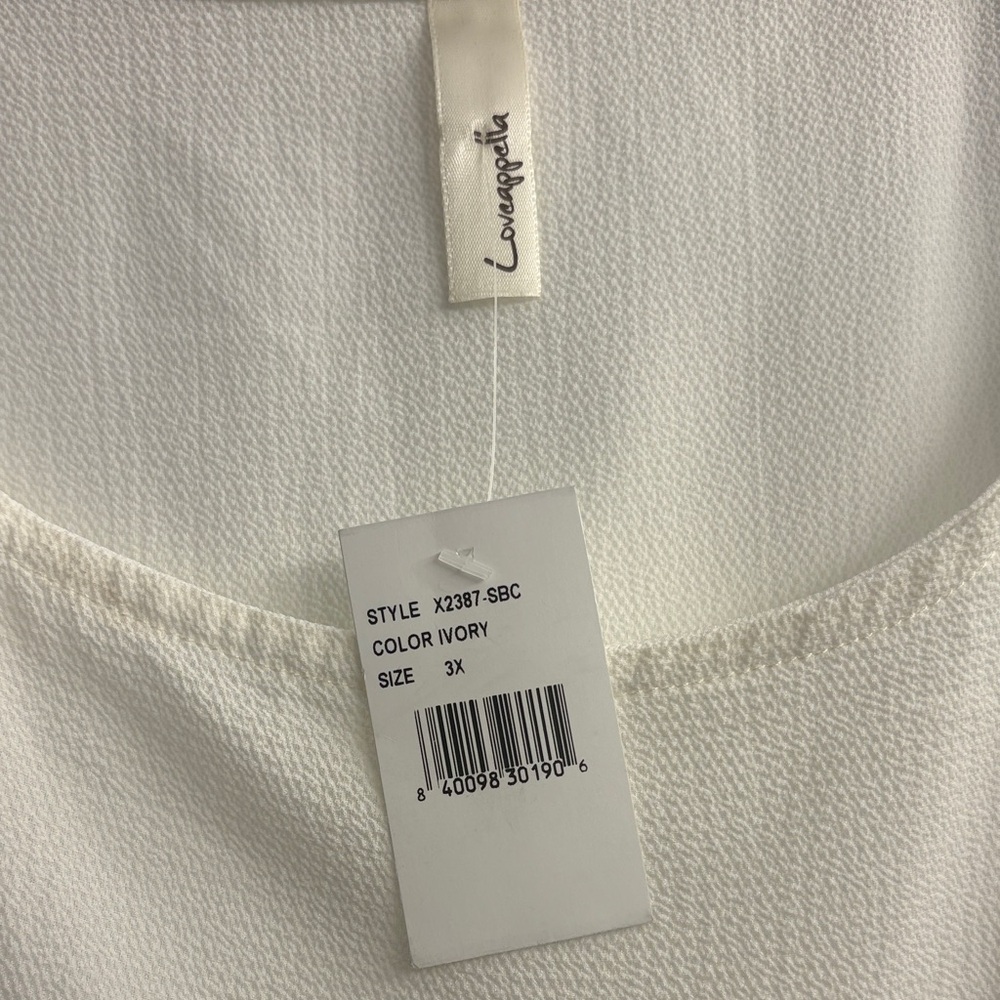 Loveappella Cream Textured Top 3X NWT